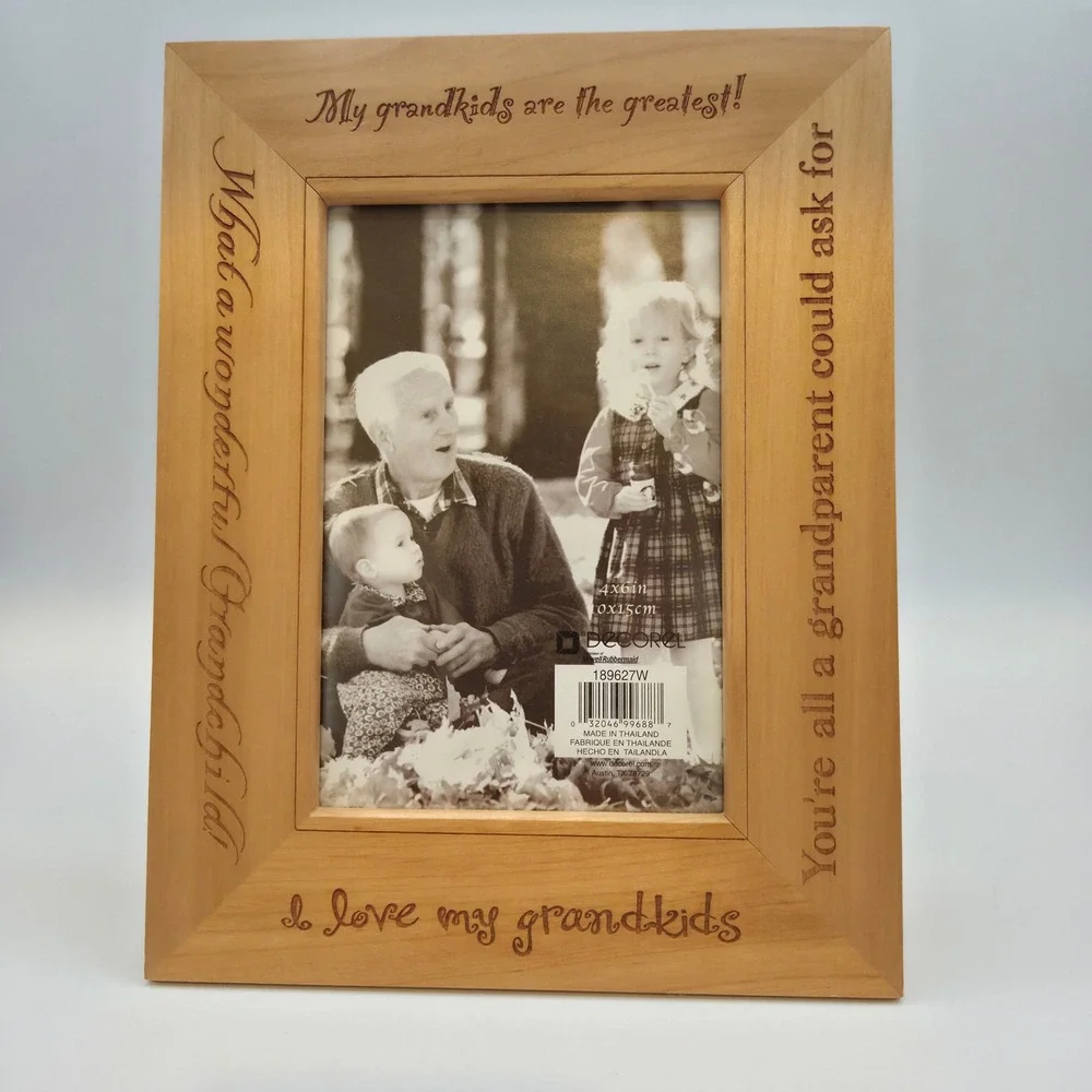 Decorel Wood Picture Frame Grandparents 4x6 Natural Engraved Sentiments Family‎